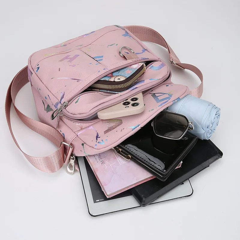 Nuevo bolso de un solo hombro, bolso cruzado con grafiti Vertical para mujer, bolso cuadrado pequeño versátil informal multicapa