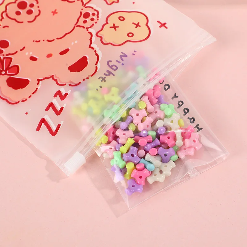 20/50/100Pcs Cute Pattern Self Sealing Packaging Bag Portable Cosmetics Small Items Storage Cartoon Pattern Zipper Storage Bag