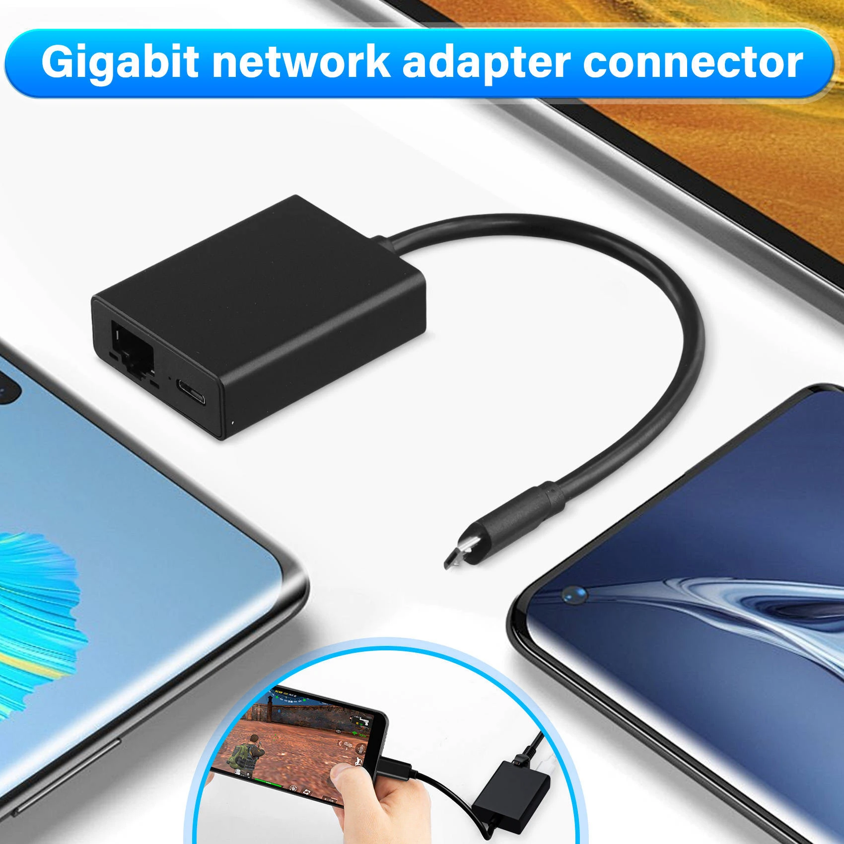 T85C RJ45 100Mbps Porta de microplaca de rede externa 4K LED Indicador Plug & Play Adaptador Ethernet para Smart