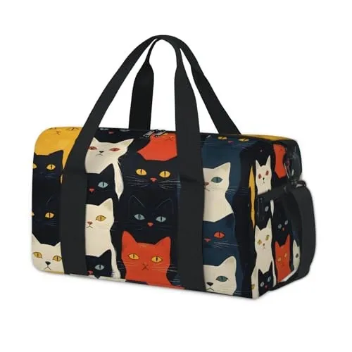 Cartoon Glowing mushroom cat 3D Print Travel Bags Barrel Shape Crossbody Bag Boys Girls Outdoor Sports Bags Gym Yoga Bag