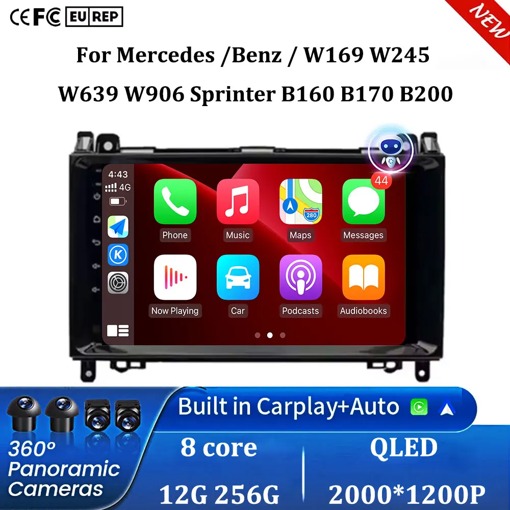 

9 Inch Android 16 For Mercedes /Benz / W169 W245 W639 W906 Sprinter B160 B170 B200 Car Radio Multimedia Player DSP Auto Carplay