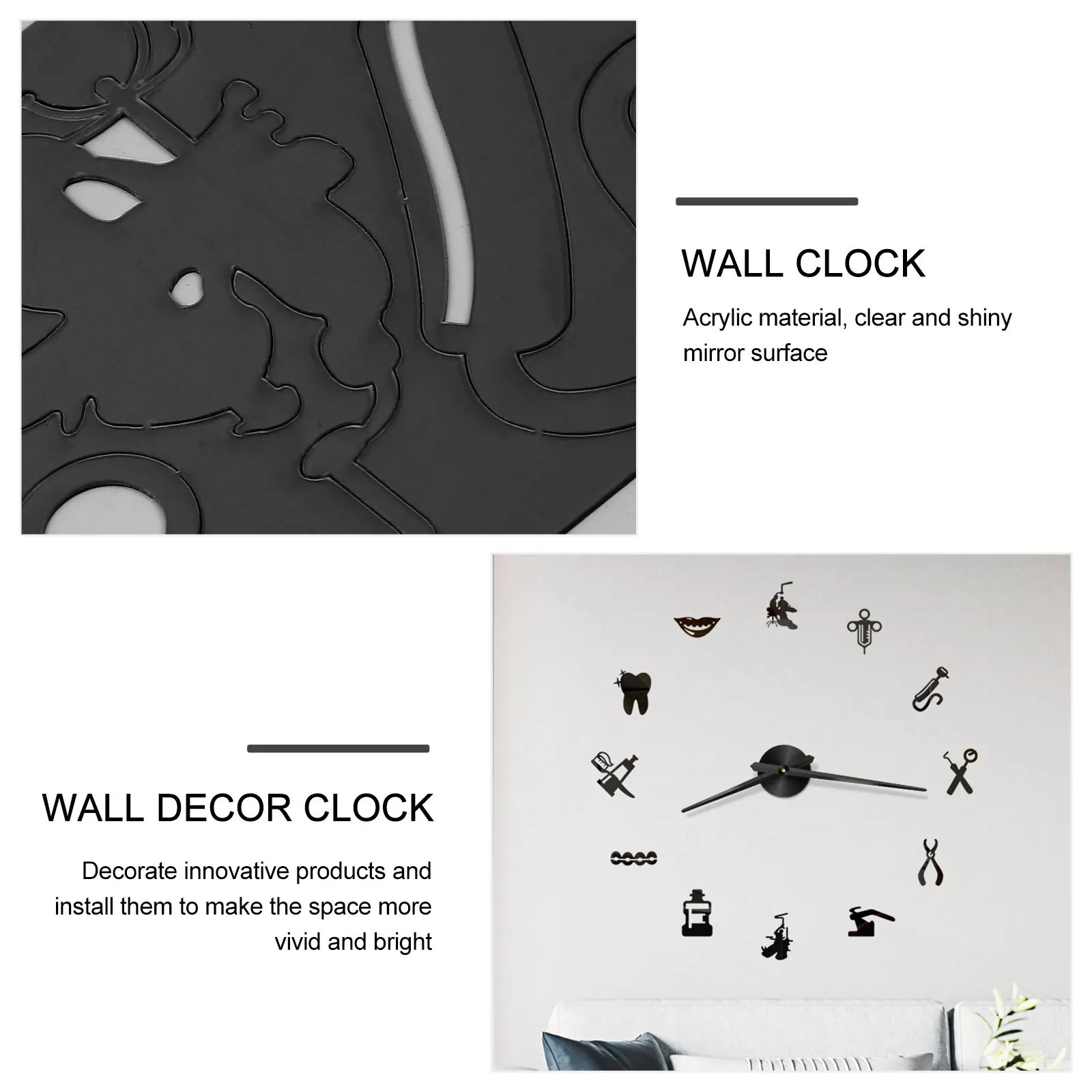 

Modern Acrylic Wall Clock DIY Kit Silent Mute Movements Easy Installation Home Hanging Wall Decor Home Hanging Clock