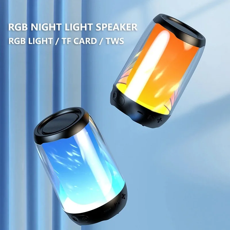 RGB Night Light Wireless Bluetooth Speaker Atmosphere Lamps Dual Speakers Overweight Bass Dolby Sound Support TF Card TWS