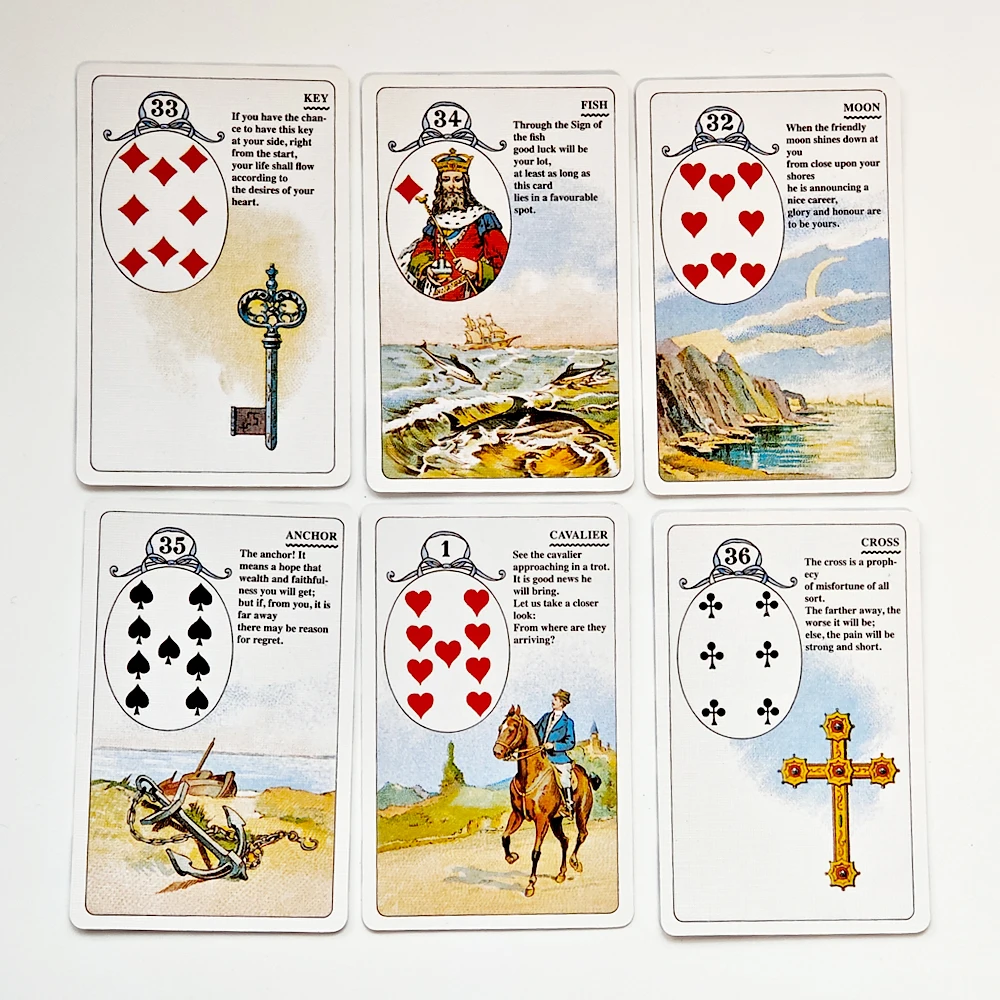 9*6cm Printed on 350GSM Double-embossed Cardstock Mlle Lenormand Deck 36 Cards Esoteric Fortune Telling