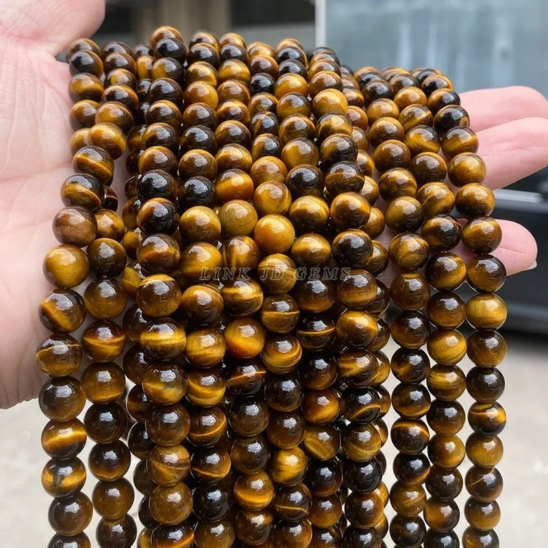 7A Quality Natural Stone Yellow Tiger Eyes Buddha Beads Round Loose Spacer 6 8 10 12mm Pick Size For Jewelry Making Diy Bracelet