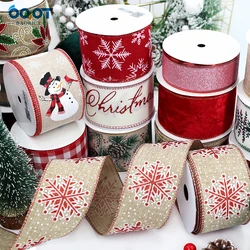 Christmas Wired Edge Ribbons 2.5in x 10yd Wide Dots Wired Ribbons for DIY Christmas Wreath Bows Crafts