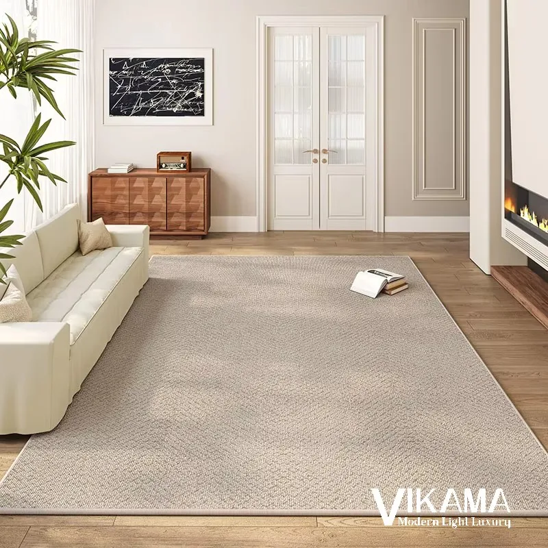 VIKAMA solid color luxury carpet minimalist high-end style living room modern home decoration bedroom easy to clean floor mat