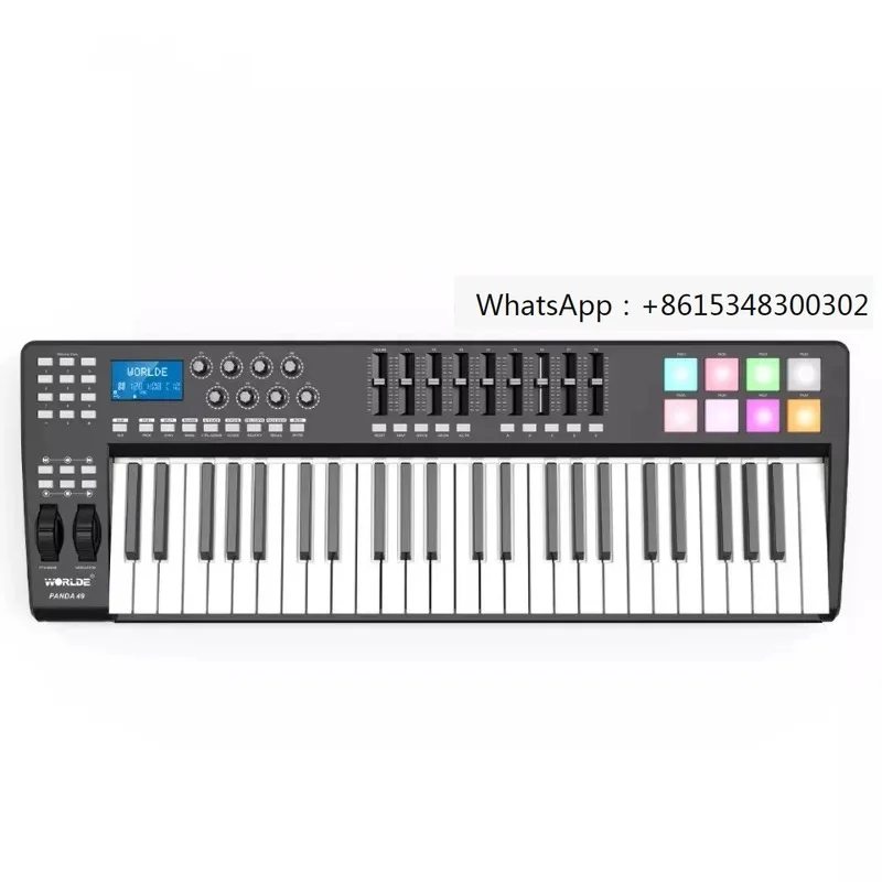 Worlde Panda 49 key midi keyboard controller Upgraded version RGB Color light striking pad