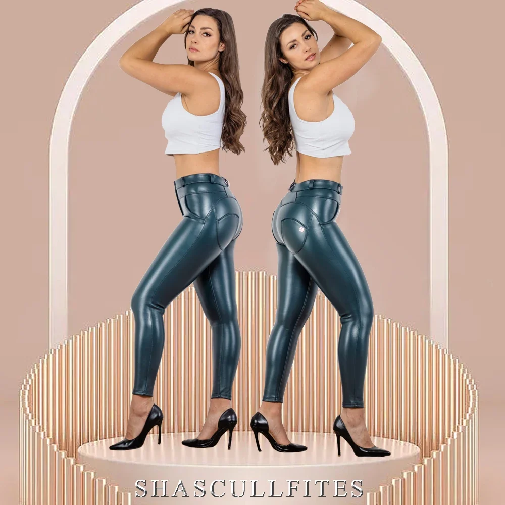 

Shascullfites Melody Pants Hip Shaper Stretch Push Up Fleece Lined Leather Leggings Skinny Pants Womens Leather Pants