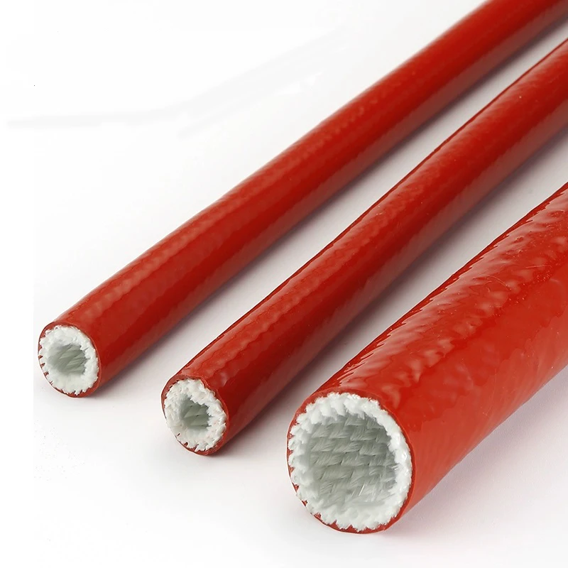 High Temperature Resistant Fiberglass Tube Silicone Resin Coated Glass Fiber Braided Fireproof Sleeve Fire Retardant Casing Pipe