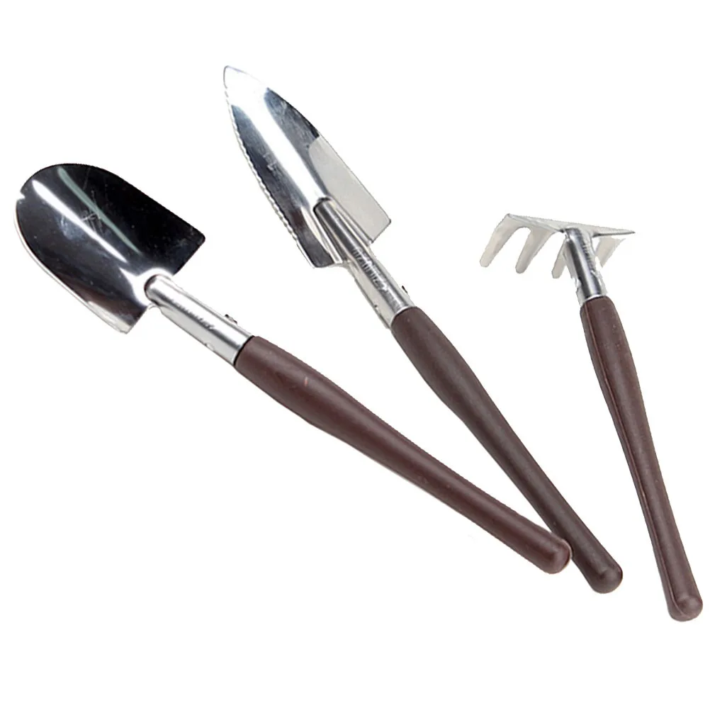3pcs Mini Garden Tool Set Stainless Steel Shovel Rake For Flowerpot Weeding Potted Planting Supplies Outdoor Indoor Yard Work
