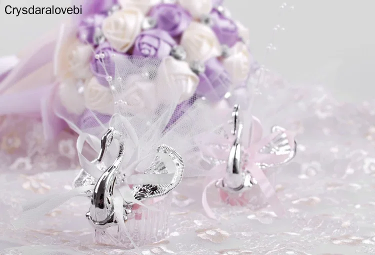 200sets/lot New Wedding Decorations New Arrival Elegant Swan Gift Box Favor Candy Box +Full Accessory