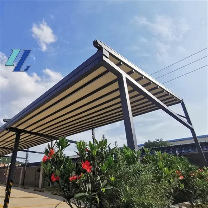 Modern Aluminium Motorized Vertical Pergola Waterproof Windproof Shade Outdoor Retractable Roof Customizable