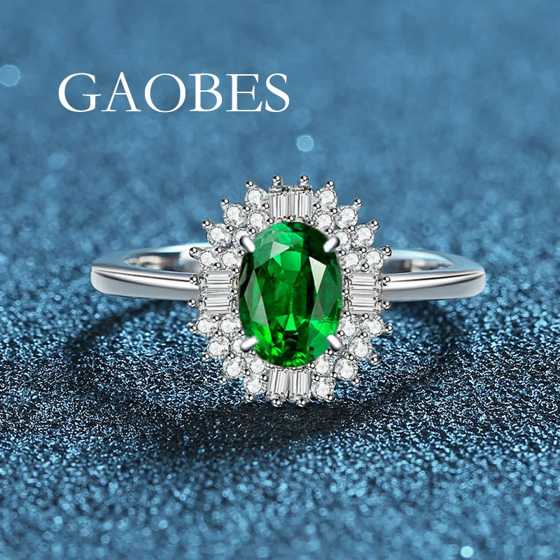 Luxury Solid Platinum PT950 Women's Sea Blue Green Blue Red Diamond Ring