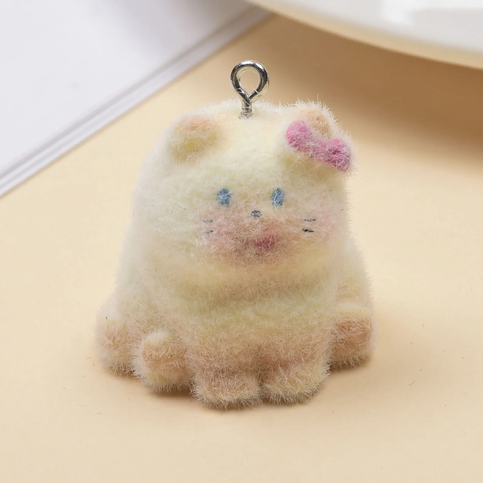 15pcs New cute Flocked resin charms plush doll Pendant for Necklace bag keychain DIY Jewelry Accessories Wholesale