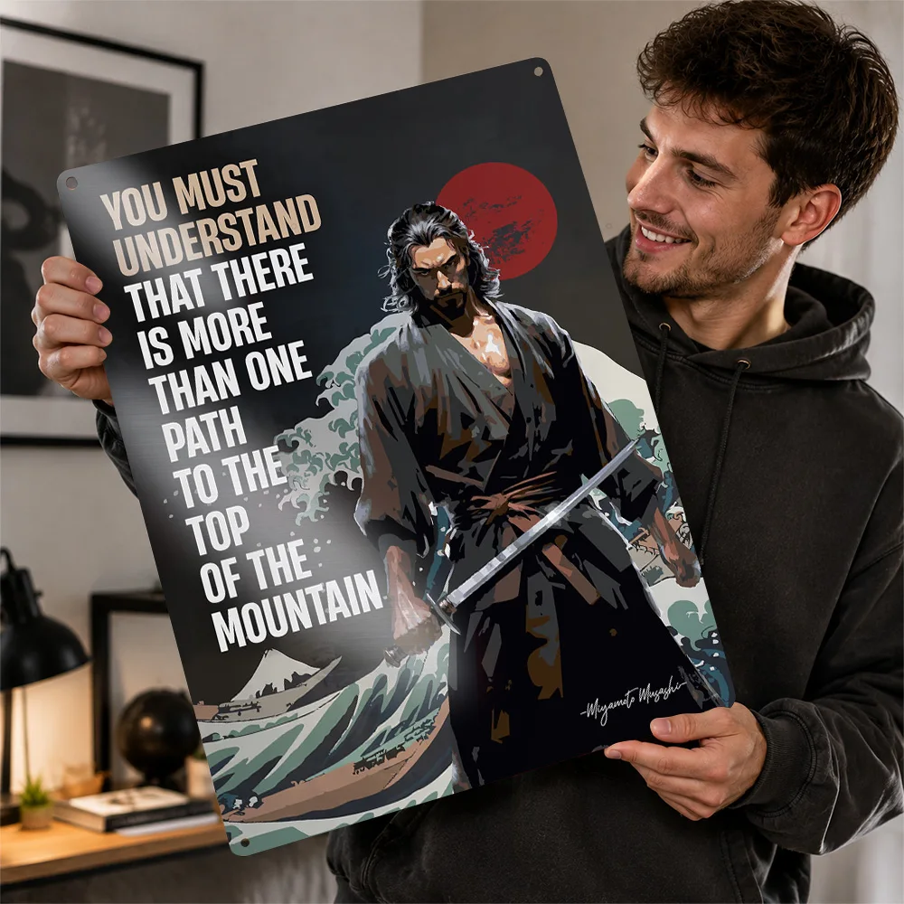 Miyamoto Musashi Path Quote Textured Metal Poster Illustrated Wall Art For Home Office Customized Aluminum Sign Graduation Gift