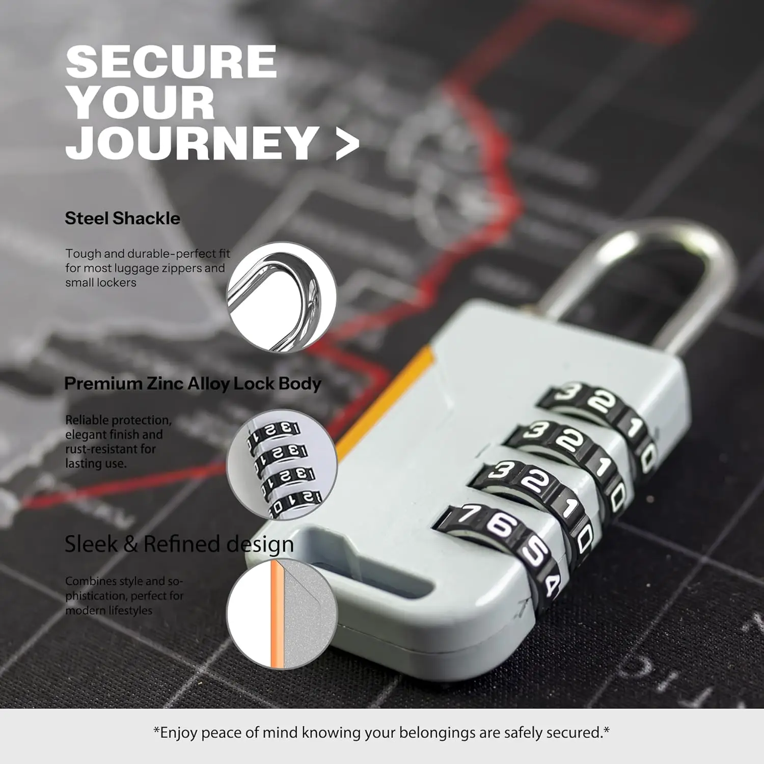 TSA 4 أرقام قفل مجمع مكافحة سرقة الجمارك قفل بكلمة مرور حقيبة الأمتعة مشفرة قفل قفل خزانة قفل ألوان متباينة #4