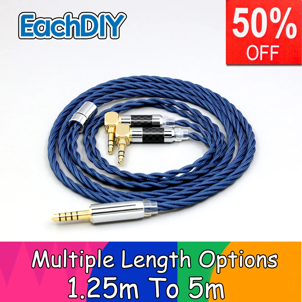 

99% Graphene Alloy Full Pure Silver OCC Sleeved Earphone Cable For Verum 1 One Headphone Headset 3.5mm L Shape Pin LN008600