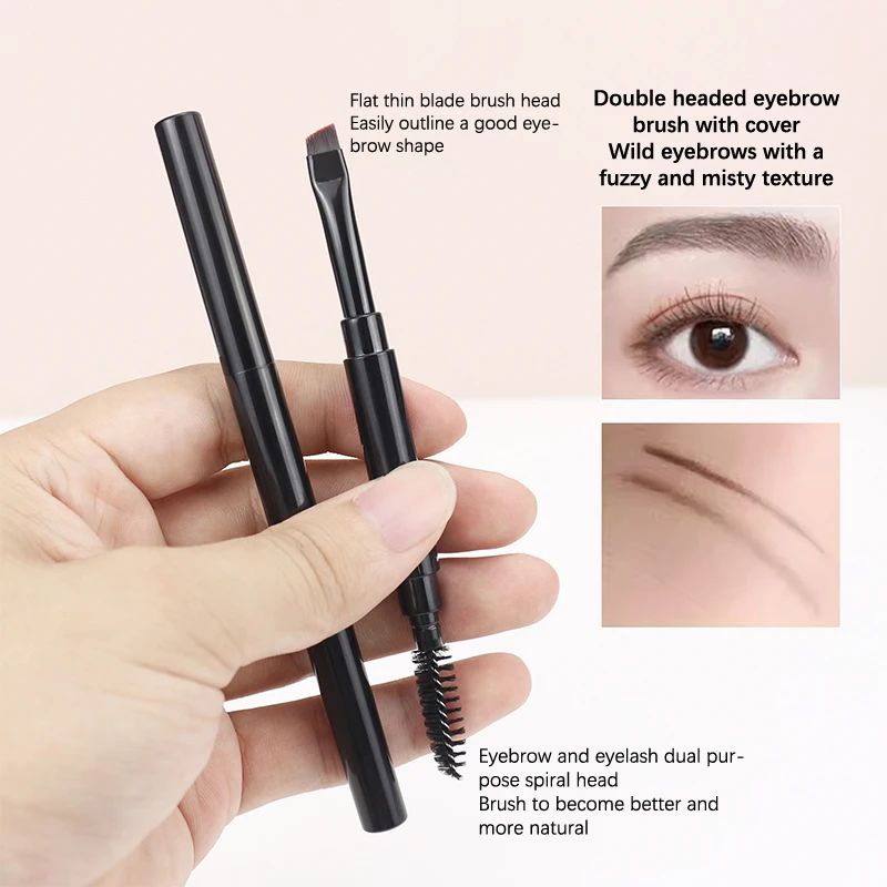 1PC Portable Double Head Eyebrow Brush Spiral Brush Eye Liner Brush With Cover Makeup Brush Eyebrow Extension Makeup Tool