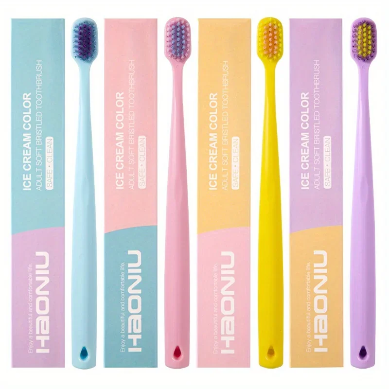 

4pc Ultra-fine Soft Toothbrush Million Nano Bristle Adult Tooth Brush Teeth Deep Cleaning Portable Travel Dental Oral Care Brush