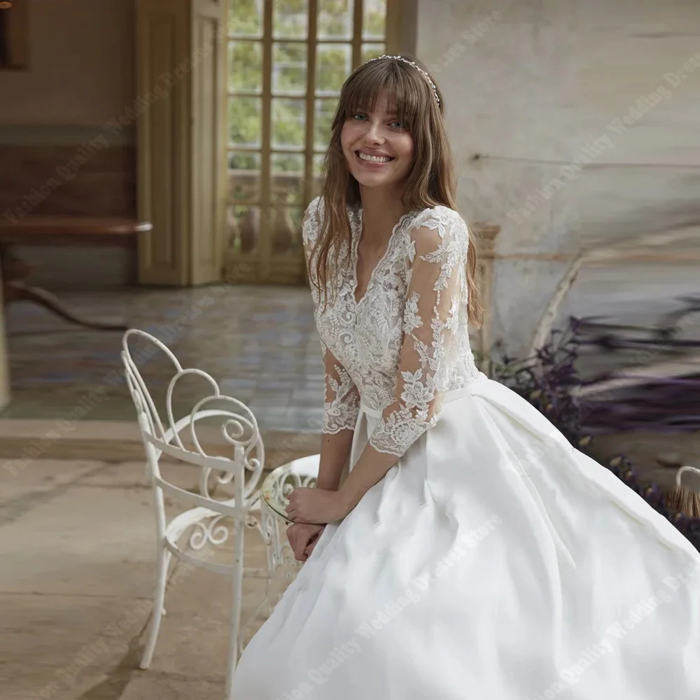 Vestidos De Novia elegantes con espalda descubierta para mujer, superficie De satén brillante, Vestidos De Novia De princesa, longitud De fregado, Vestidos De baile De graduación