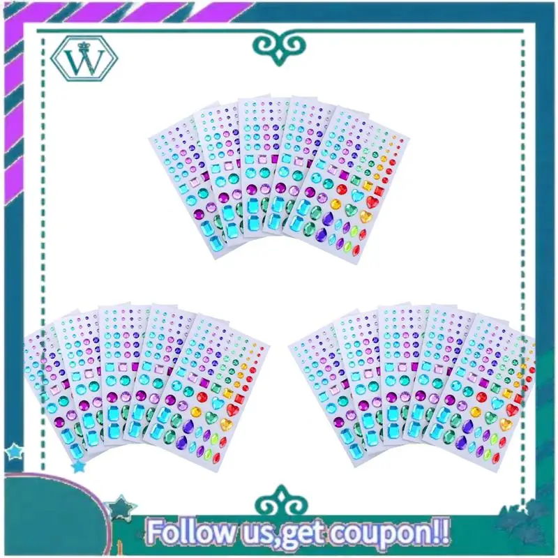

A09P Self-Adhesive Rhinestone Sticker Bling Craft Jewels Crystal Gem Stickers, Assorted Size, 15 Sheets (Multicolor 3)