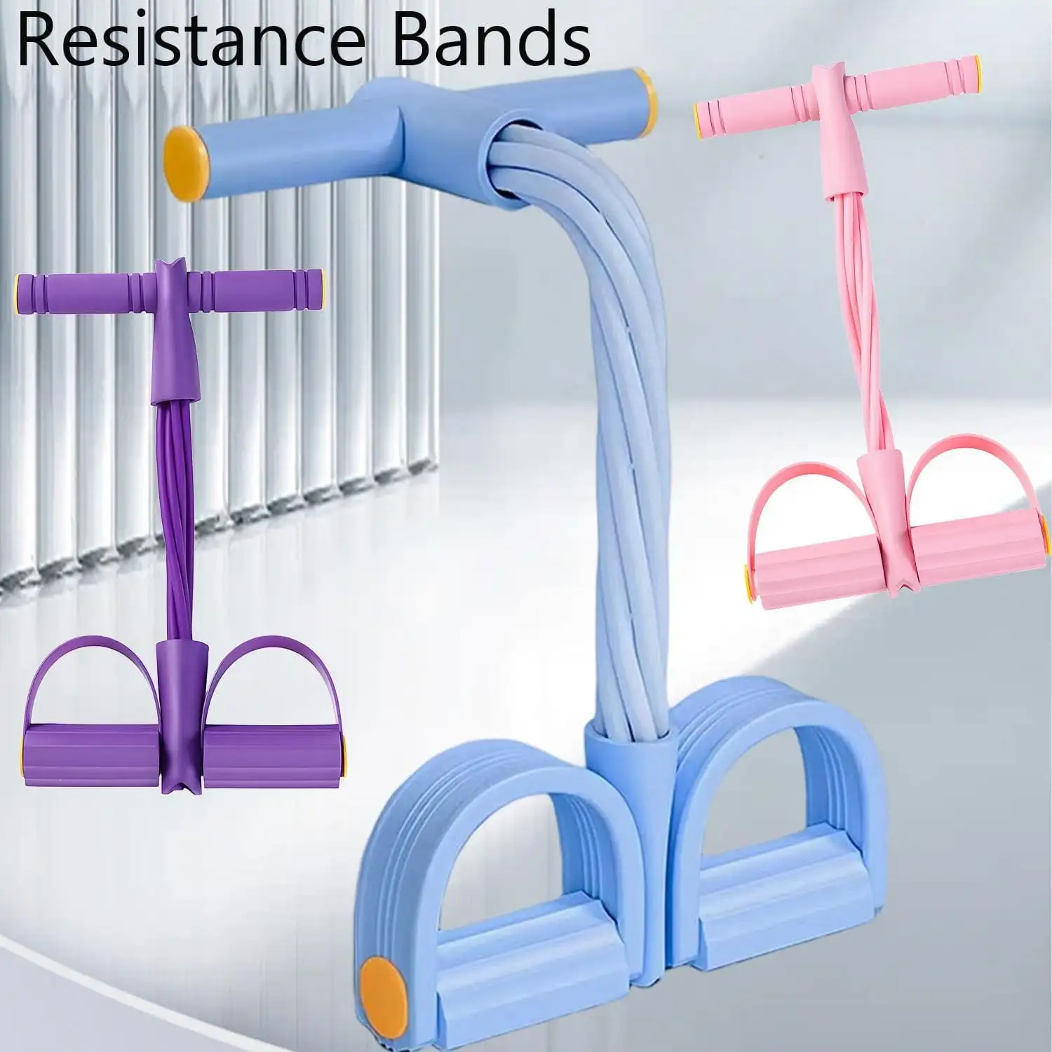 

4-Level Resistance Band Tensioner with Non-Slip Handles - Home Fitness Equipment for Abdominal Muscle Training Yoga Abdominal