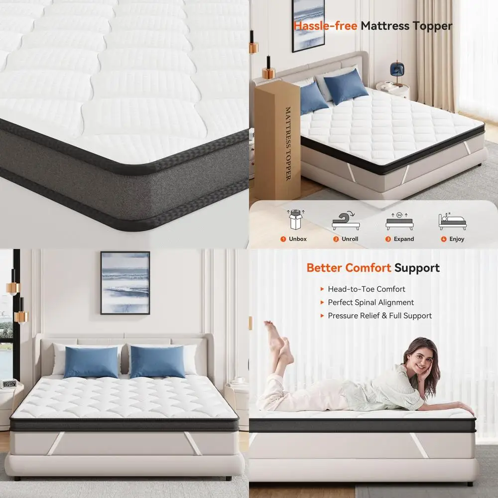 

3 Inch Dual Layer Memory Foam Mattress Topper with Gel Infused Cooling and Pillowtop for Back Pain Relief and Comfort Support