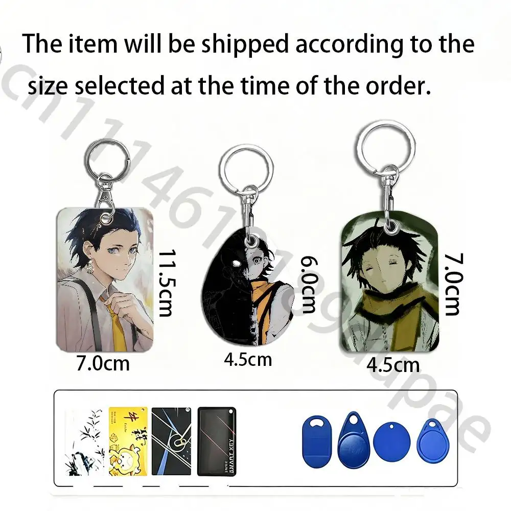 R-ryoji mochizuki Protective Printed Leather Card Case Metal Keychain Accessory