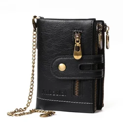 Men's Wallet European and American Chain Retro Double Zipper Coin Purse Multi-Card Slot Wallet
