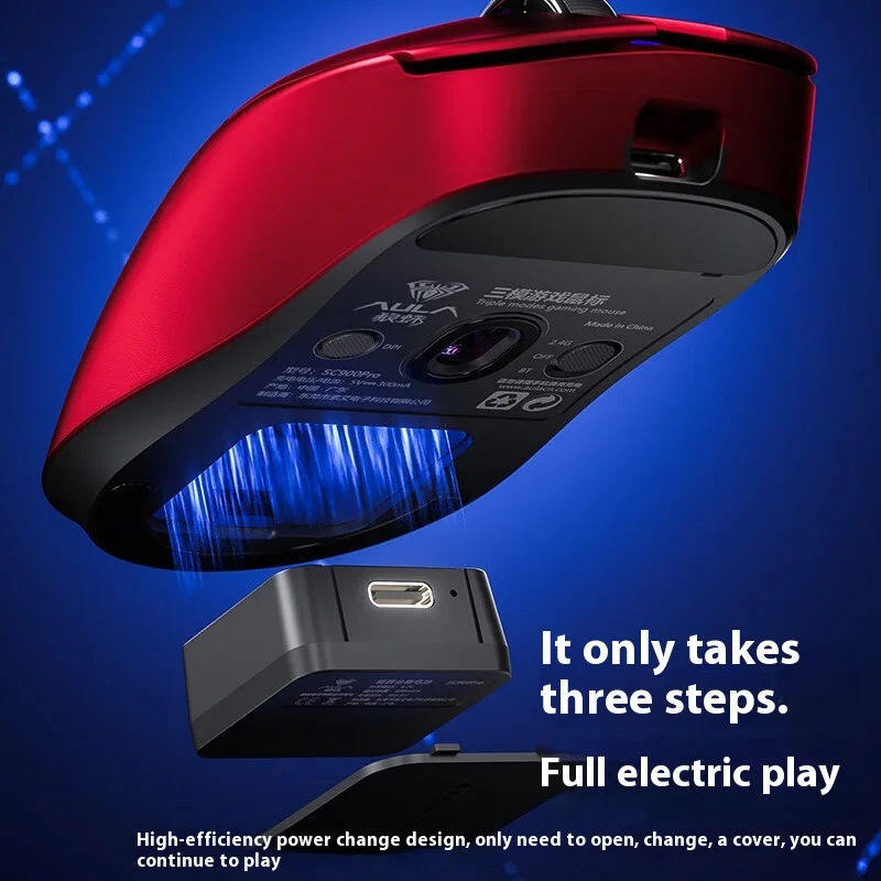 

AULA SC900 Pro Max Gaming Mosue BT 2,4G Беспроводная связь 8 кГц с низкой задержкой, частота заката, 400 мАч, сменная батарея для киберспорта PAW3395/3950