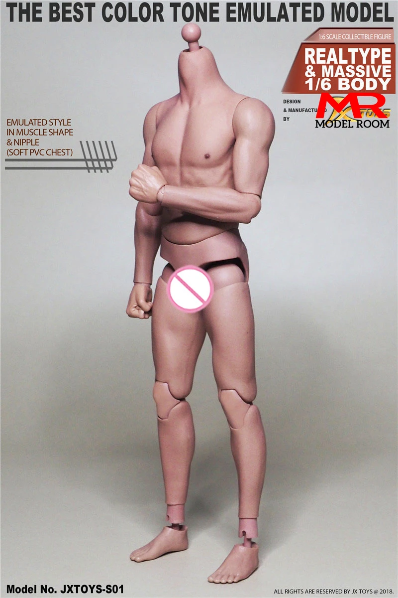 JXtoys S01 S02 S03 1/6 Male Muscle Joint Body JXS01 JXS02 JXS03 12\'\' Super Flexible Action Figure Doll Fit 1:6 Head Sculpt