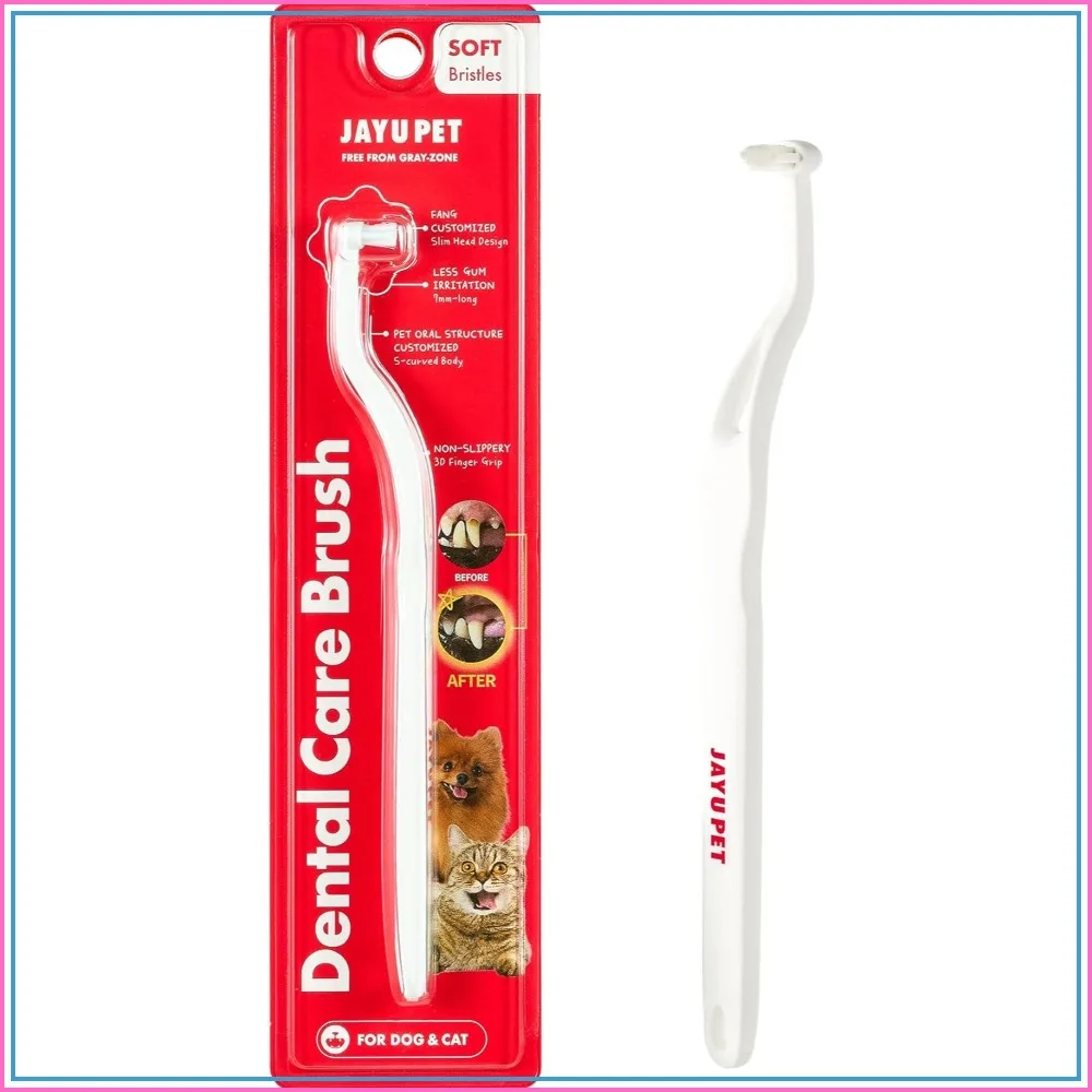 Pet Dental Care Brush with Soft Bristles for Dogs Cats Kittens Small Dogs, Removes Plaque Tartar, Easy Cleaning