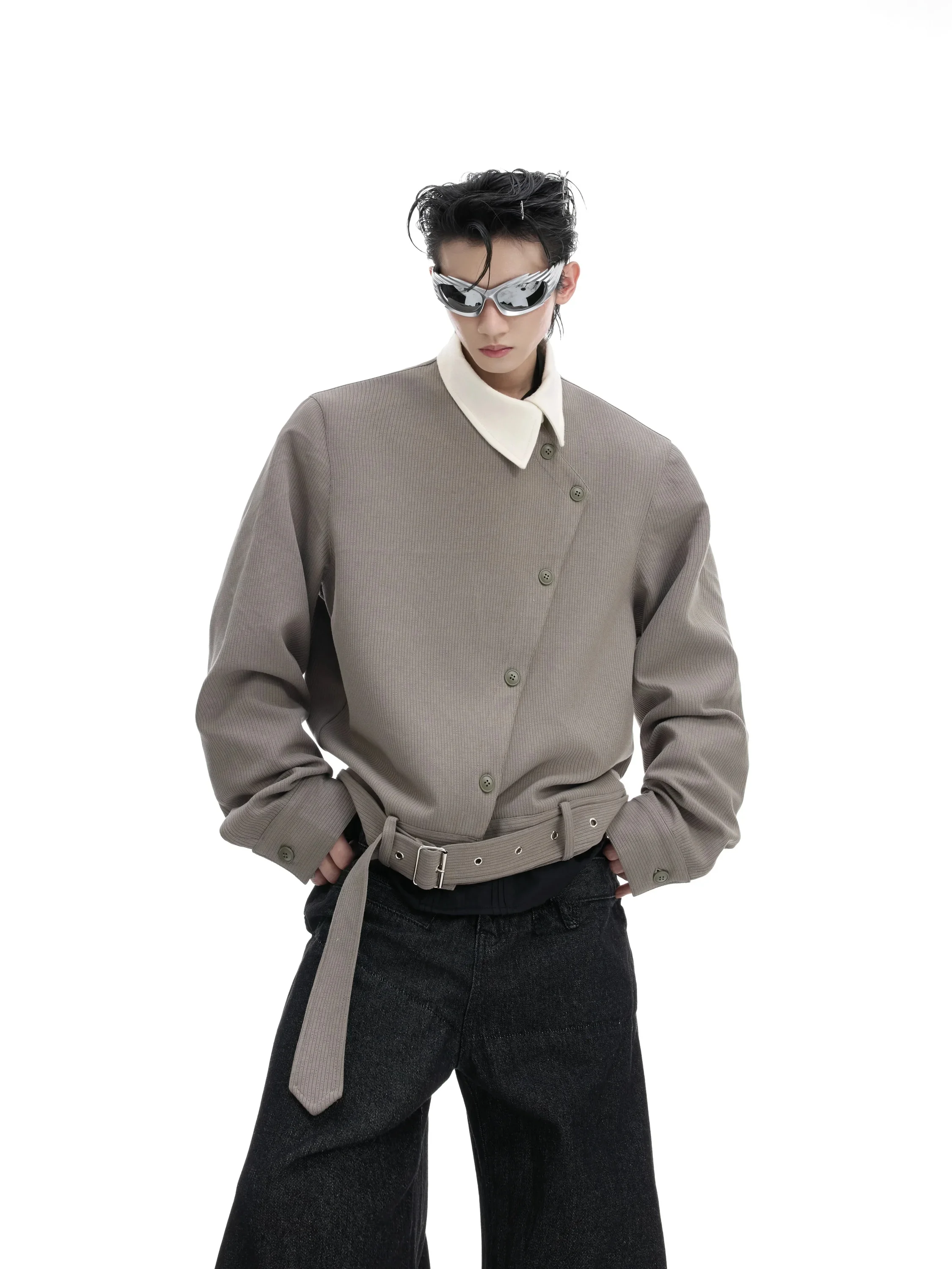 

Casual Long Sleeve Shirt Men's Pointed Collar Side Button Loose Fit Breathable Cotton Vintage Elegant Outerwear for Teens