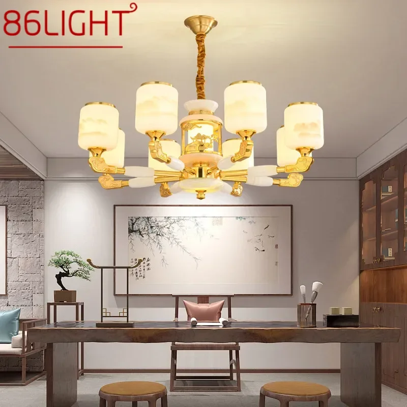 86LIGHT Contemporary Luxury Brass Pendent Lamp  Chinese style Living Room Dining Room Bedroom Villa Hotel Sample Room Chandelier