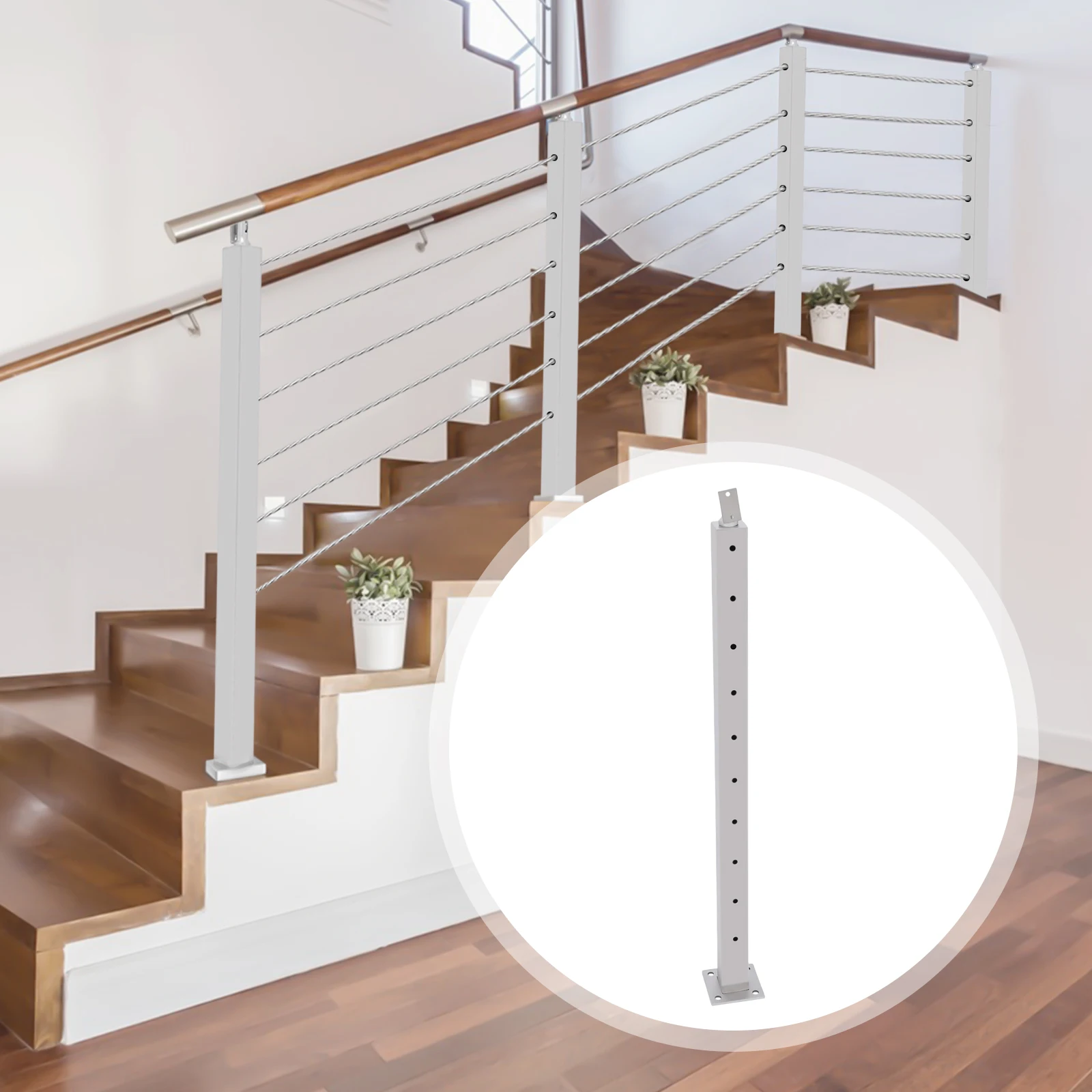 90CM Handrails, Stainless Steel Handrail Railing, Floor Mounted Handrail, Stair Rail Hand Rails for Outdoor Steps Silver