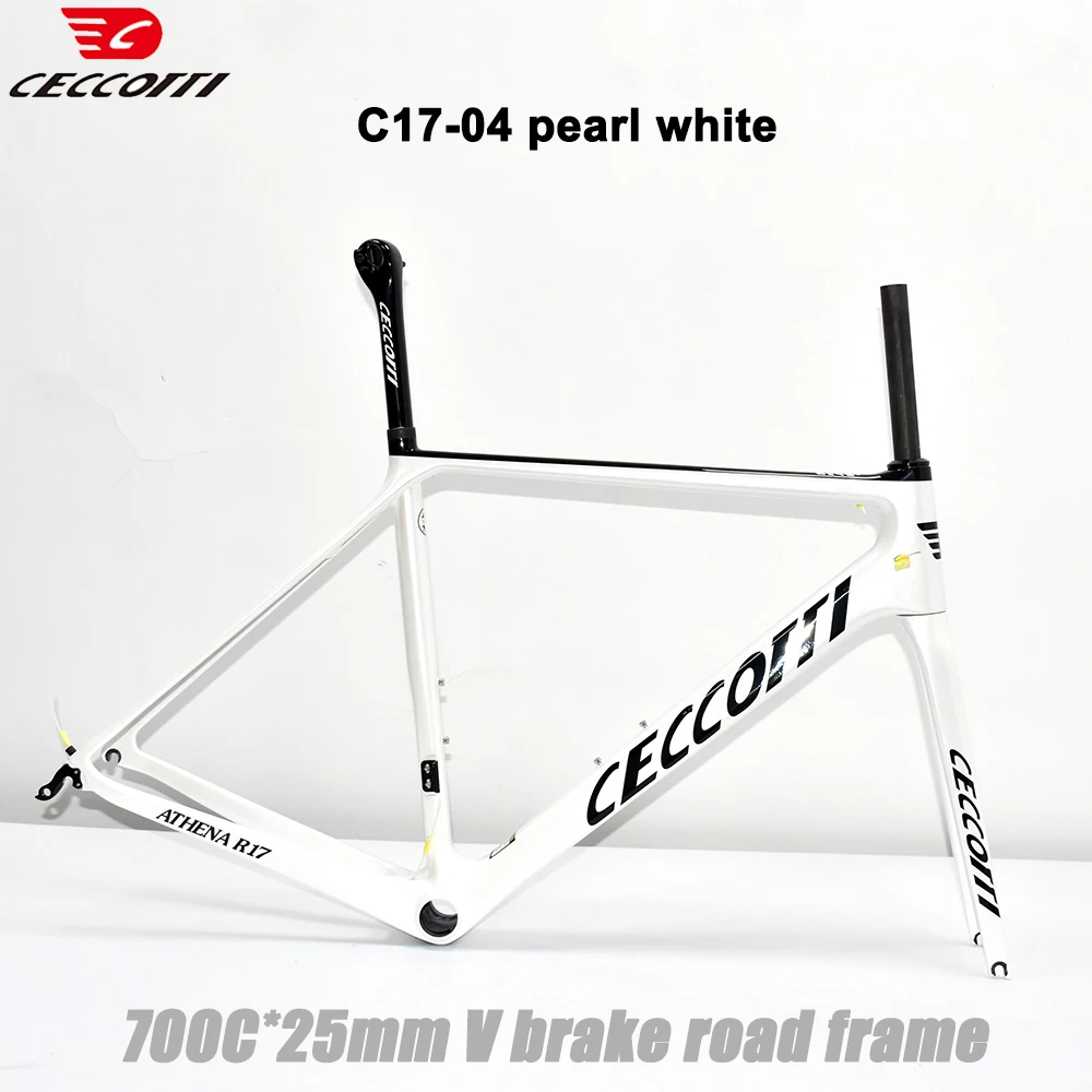 CECCOTTI Road Bike Carbon Frame Fit 700C Wheels Max 25mm Tires Bicicletas Quadro Speed Frame V Brake