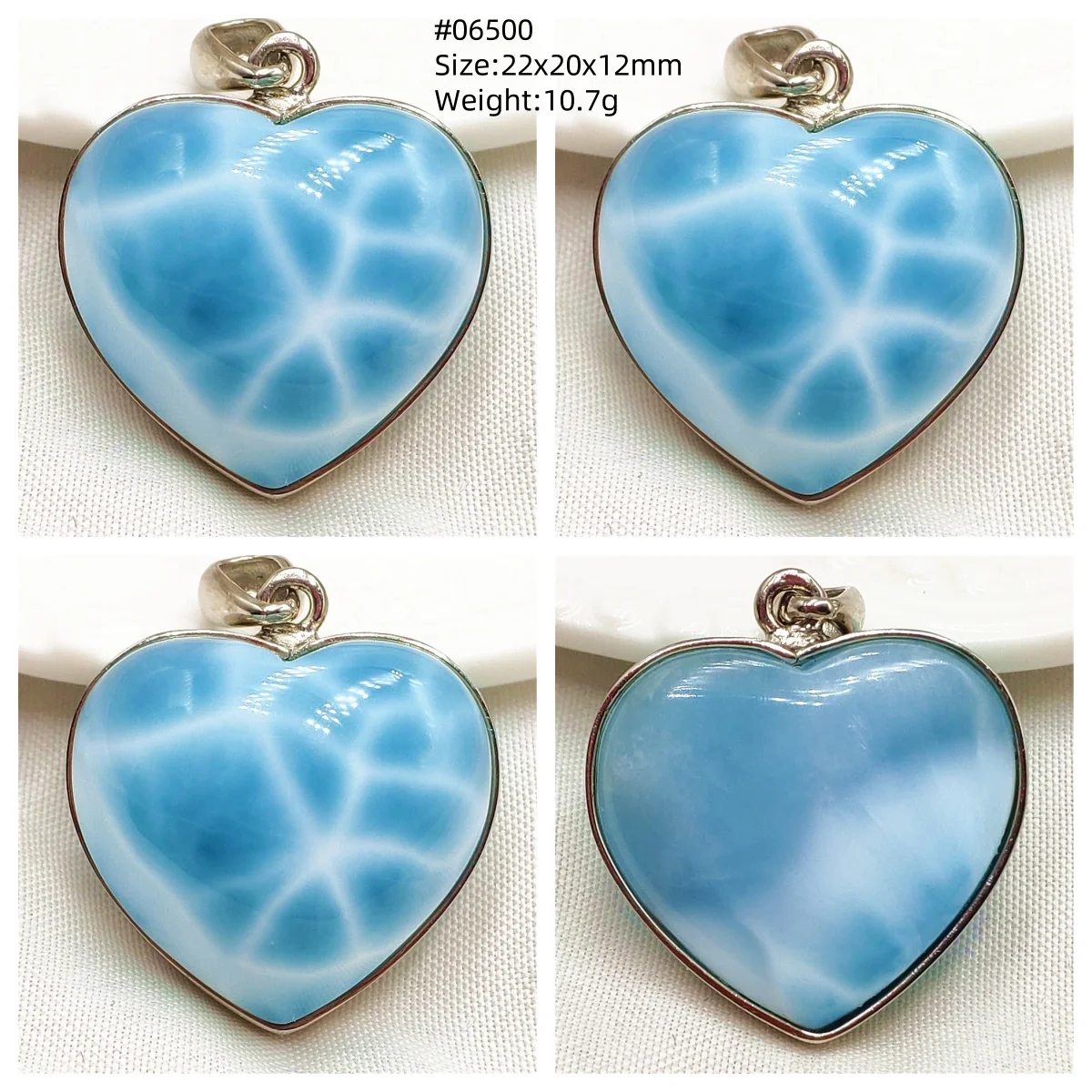 Natural Blue Larimar Pendant Women Men 22.6*15.6mm Water Pattern 18K Gold Crystal Love Necklace From Dominia AAAAAAA view 2