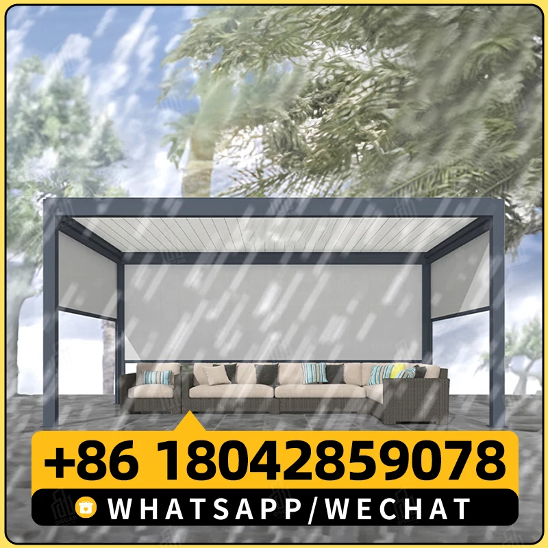 Anlike Exterior Garden Outdoor Sun Shade Electric Louvered Over Deck Motorized Aluminium Pergola Canopy Louvered Pergola