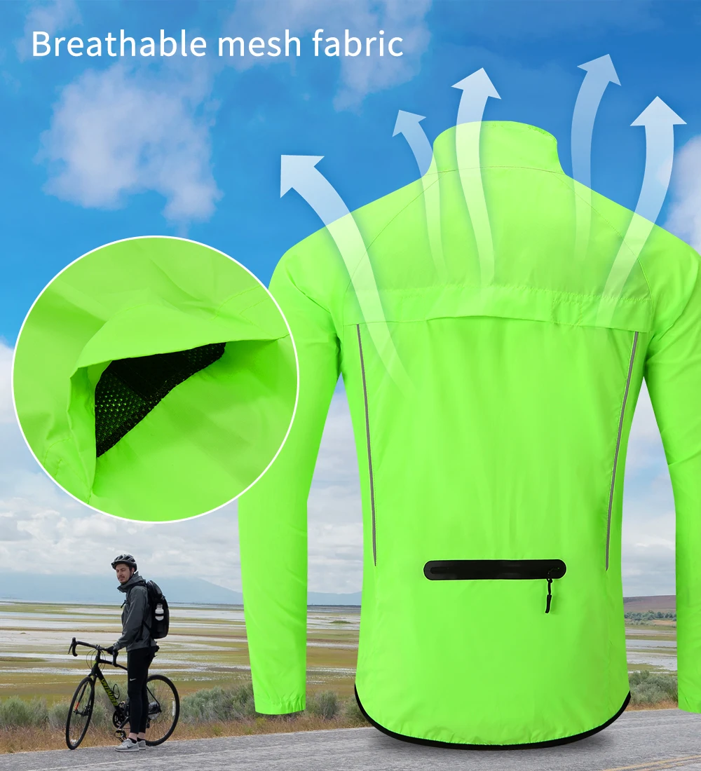 Maillot Cyclisme Homme Manches Longues WOSAWE Respirant - Fermeture YKK - Poches Arrière