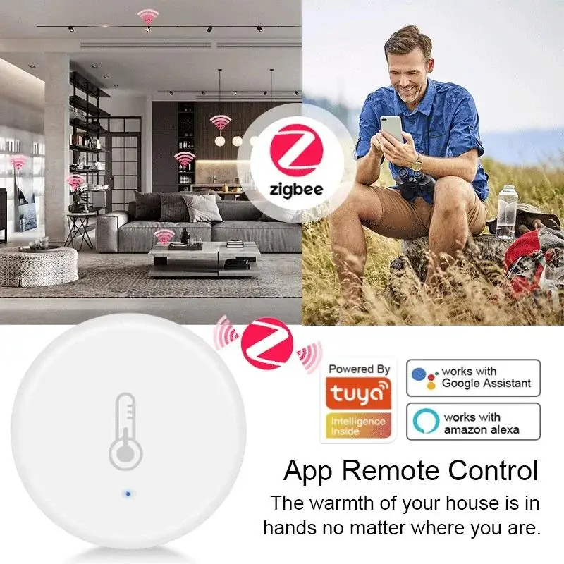 Tuya Smart Zigbee Temperature And Humidity Sensor Indoor Thermometer Monitor Work With Alexa Google Home home automation