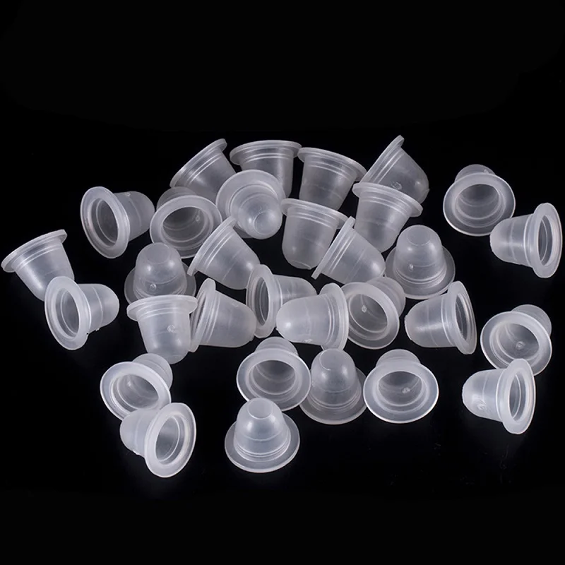 100pcs Tattoo Ink Cup Acrylic Tattoo Color Holder Silicone Permanent Tattoo Makeup Eyebrow Pigment Holder Container Caps