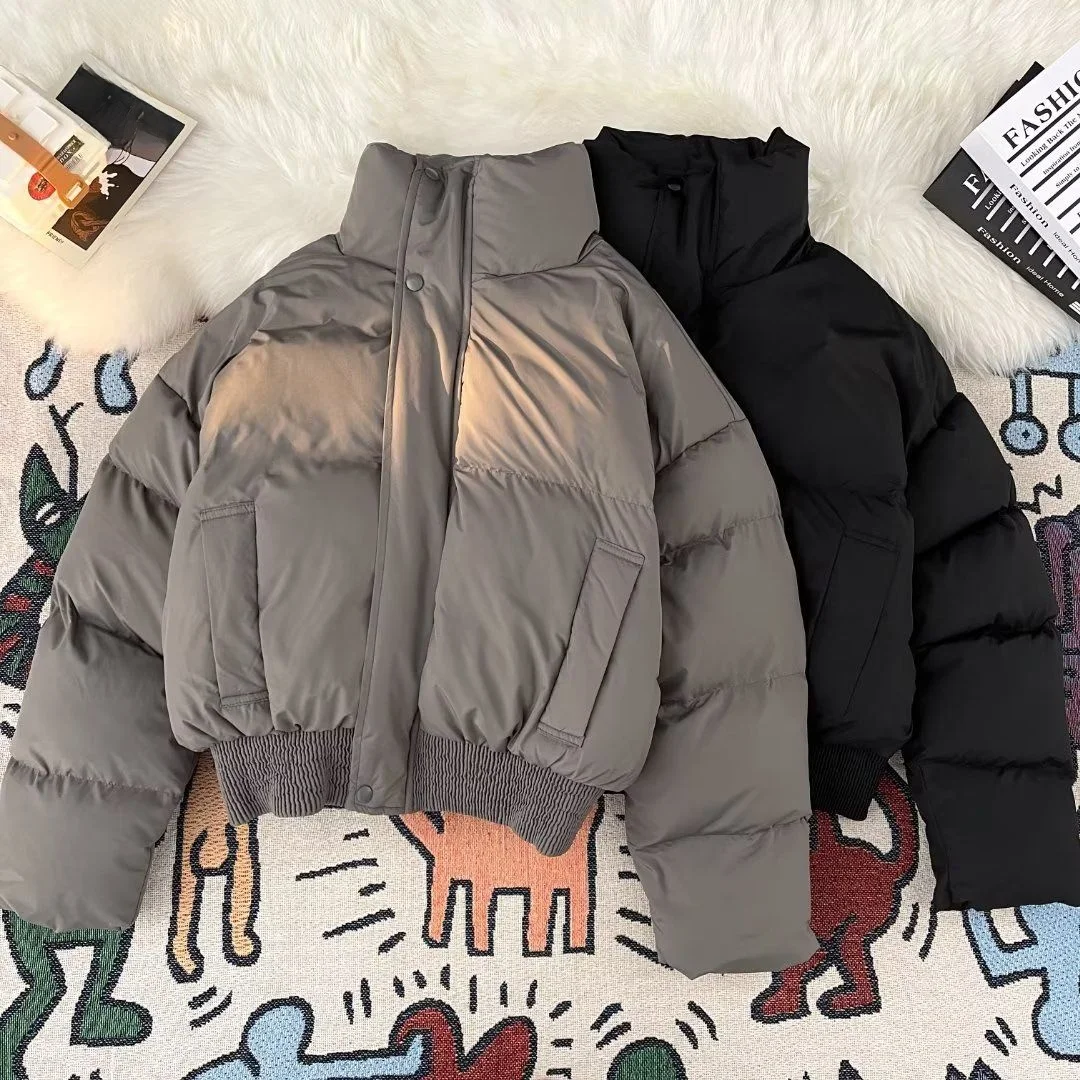 

New 2025 Men's Thiened Winter Cotton Jaet Warm Casual Spor Sli Outerwear Polyester Fiber Long Sve Zipper Closure