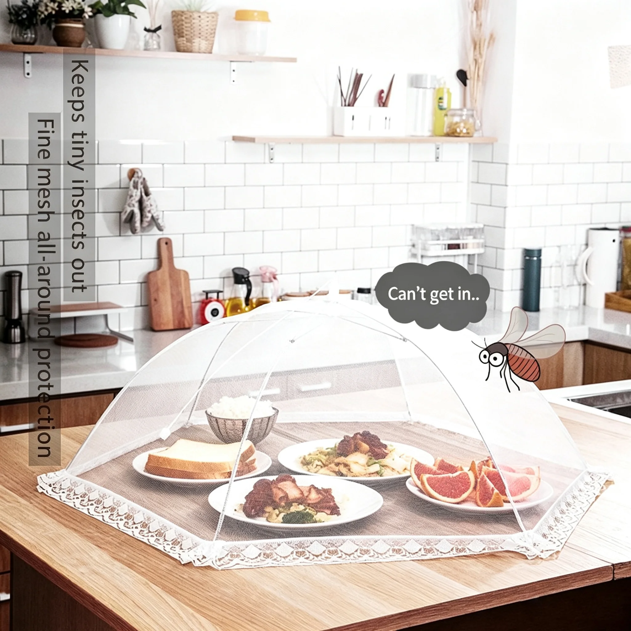 Foldable Mesh Food Cover Pop Up Food Tent Insect Proof Picnic BBQ Kitchen Dish Cover Reusable Food Protector
