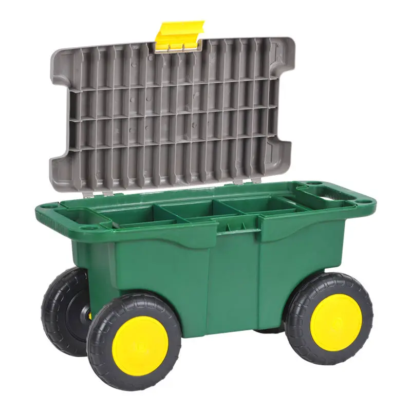 바퀴가있는 모바일 도구 상자 다기능 더블 레이어 도구 상자 휴대용 플라스틱 도구 케이스 가정용 대용량 도구 상자