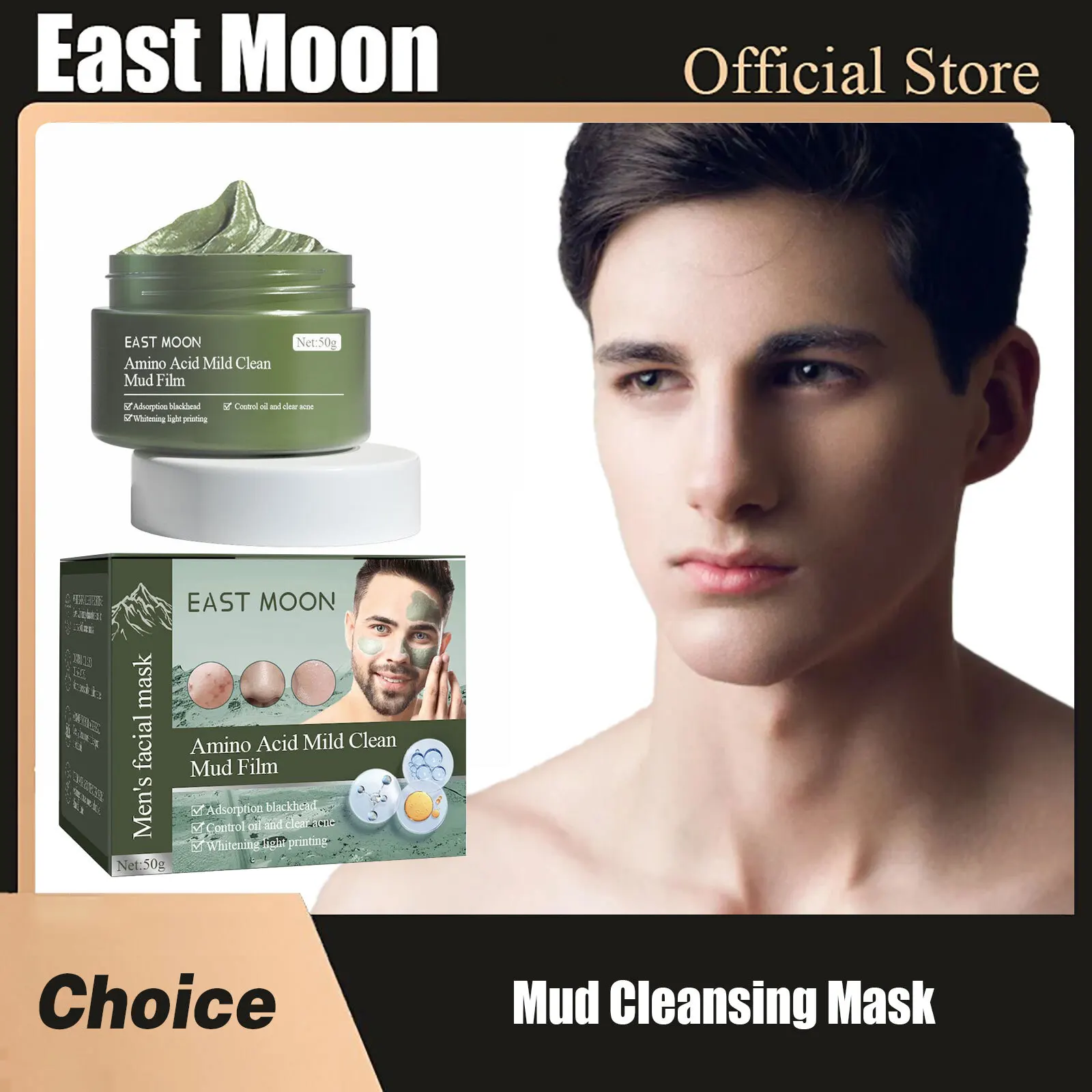 

Mud Cleansing Mask Remove Blackheads Brightening Oil Control Pore Shrinking Acne Removing Cleansing Cream Men Skin Care Products