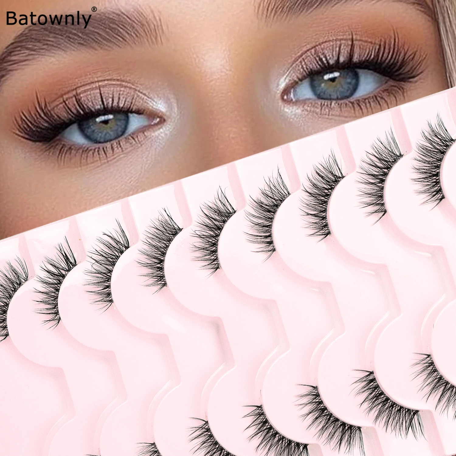 Halbe Augen falsche Wimpern, natürlich gelockt, bequem, leicht, transparent, Stiel, Schwanzwimpern, kurze Wimpern
