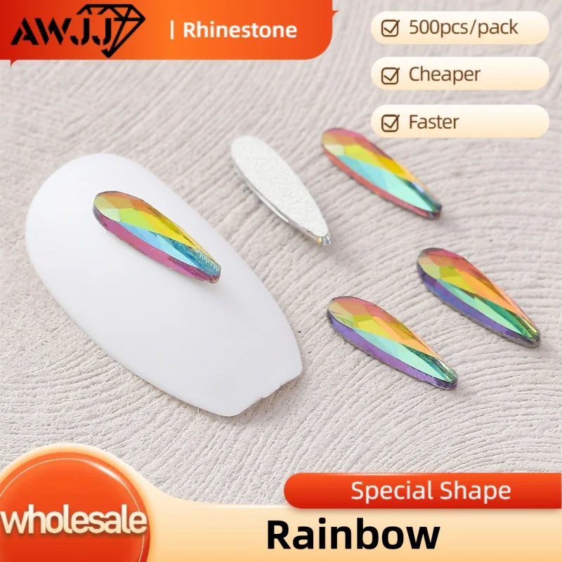 Wholesale 500pcs Rainbow Various shapes Self-Adhesive Precision-cut Nail Art Rhinestones Skilled Choice Eco-Friendly & Safe