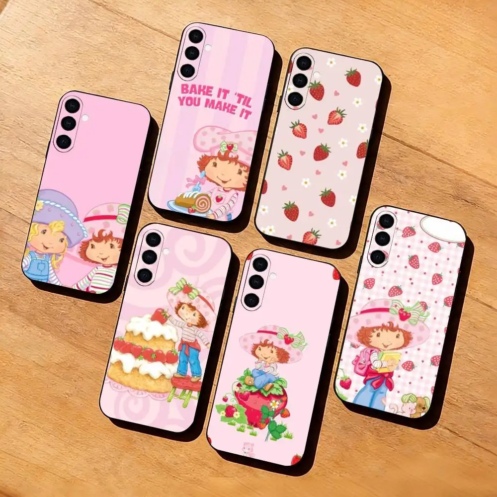 Cute S-Strawberry Shortcake  Phone Case Black Silicone Soft For Samsung Galaxy A73,A72,A71,A70,A53,A52,A51