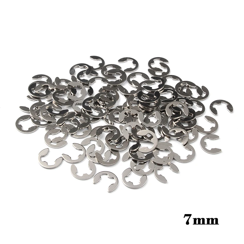 100pcs Stainless Steel Shaft Bearing External Retaining Ring Split Washer M1.2 M1.5 M2 M4 M6 M7 Snap Collar E Type Clip Circlip